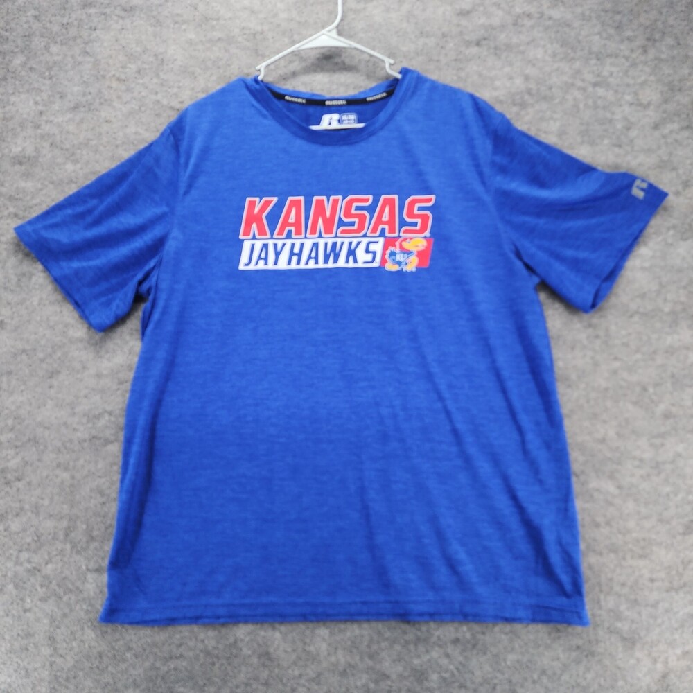 Kansas Jayhawks Mens XL 46-48 Short Sleeve Blue Russell